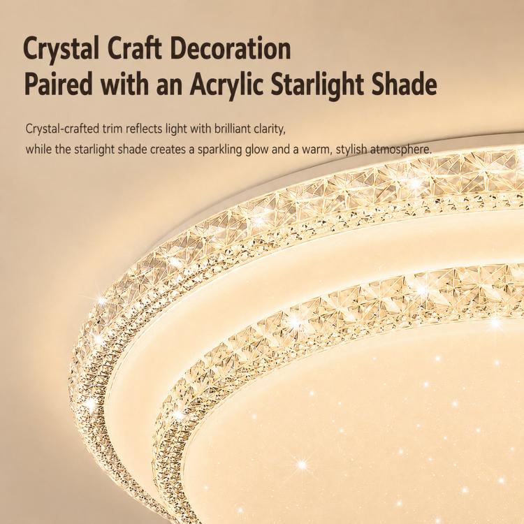 Living Room Main Light Home Eye-protecting Bedroom Chandelier(50cm Voice Control 48W x 2) - Image 6