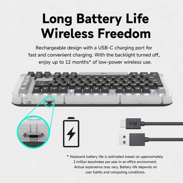 Logitech ALTO KEYS K75M Amber Series Custom Tri-Mode Wireless Mechanical Keyboard(Blue Purple) - Image 12
