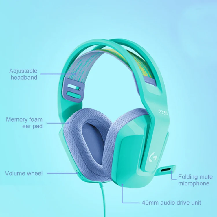 Logitech G335 Foldable Wired Gaming Headset with Microphone (White) - Image 2