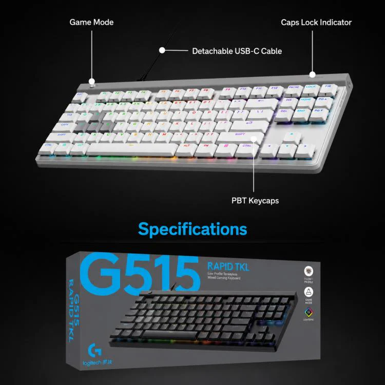 Logitech G515 RAPID TKL Magnetic Switches Wired Gaming Keyboard(Black) - Image 12