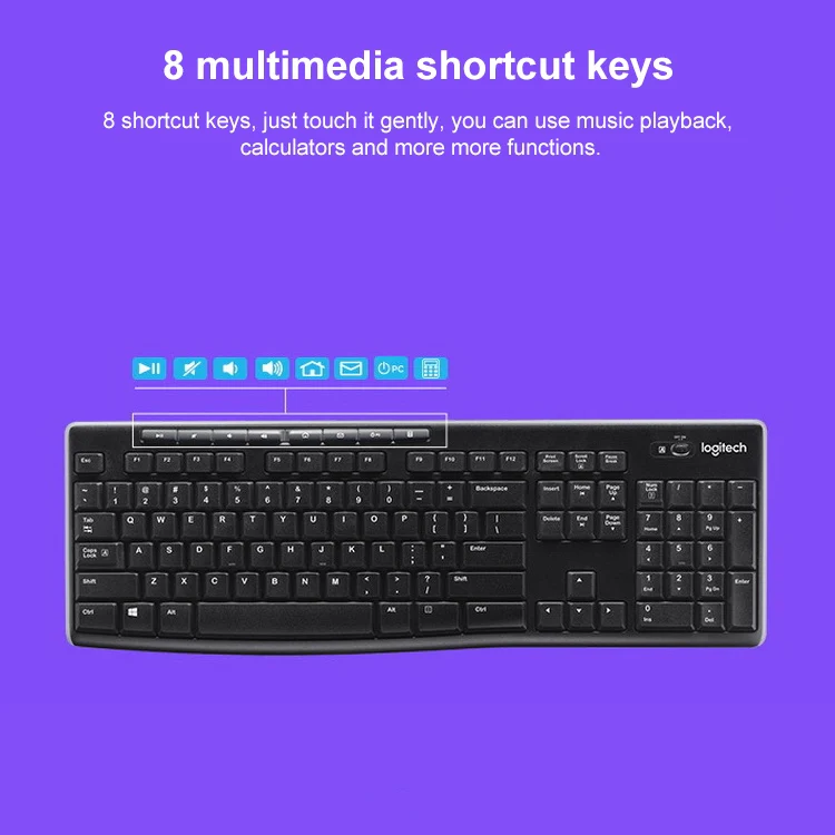 Logitech K270 Single Wireless Ultra-thin Silent Keyboard (Black) - Image 4
