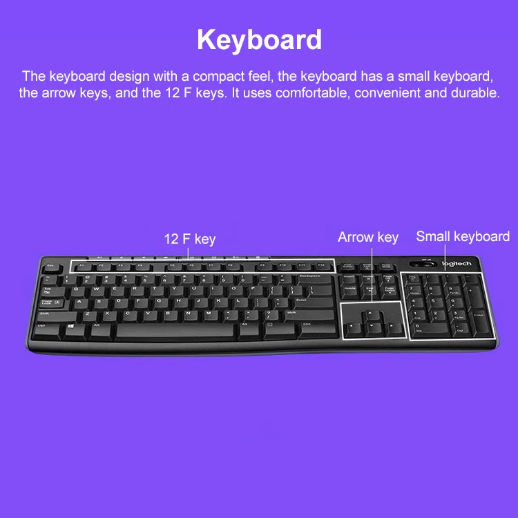 Logitech K270 Single Wireless Ultra-thin Silent Keyboard (Black) - Image 5