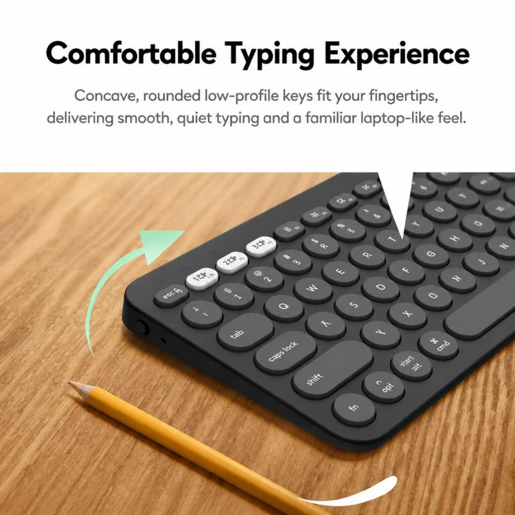 Logitech K390 Ultra-thin Portable Wireless Bluetooth Keyboard(Black) - Image 6