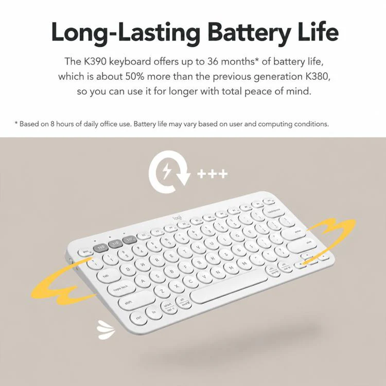 Logitech K390 Ultra-thin Portable Wireless Bluetooth Keyboard(Black) - Image 9