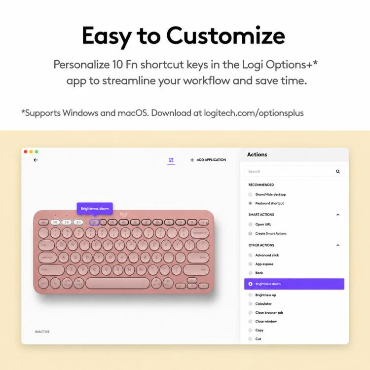 Logitech K390 Ultra-thin Portable Wireless Bluetooth Keyboard(Blue) - Image 10