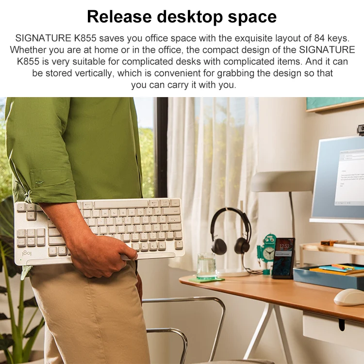 Logitech K855 Wireless Bluetooth Dual Mode Silent Mechanical Keyboard (White) - Image 6