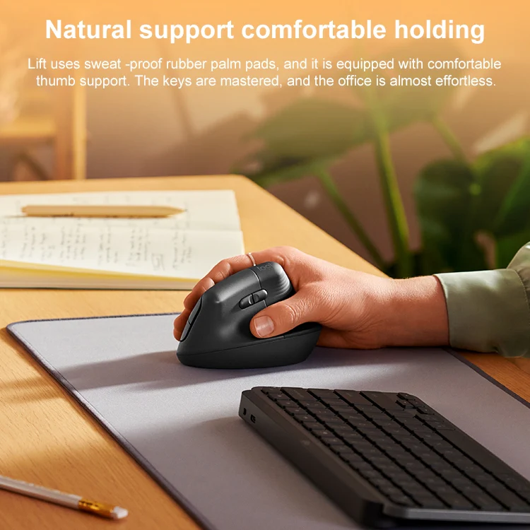 Logitech Lift Vertical 1000DPI 2.4GHz Ergonomic Wireless Bluetooth Dual Mode Mouse (Black) - Image 5