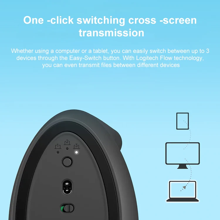 Logitech Lift Vertical 1000DPI 2.4GHz Ergonomic Wireless Bluetooth Dual Mode Mouse (White) - Image 9