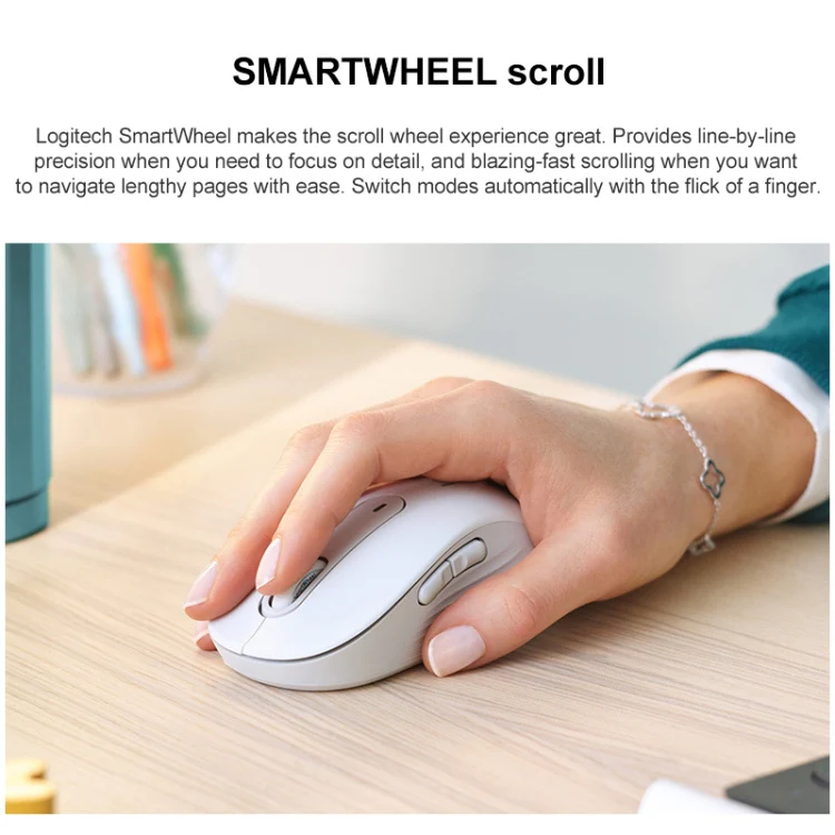 Logitech M650 5-keys 2000 DPI Wireless Bluetooth Silent Mouse (White) - Image 4