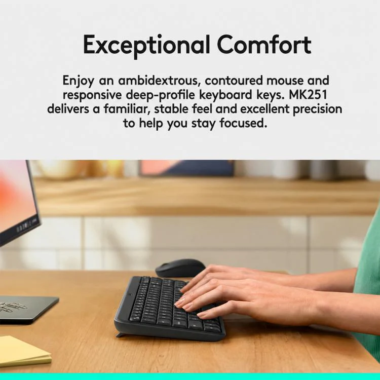 Logitech MK251 Wireless Bluetooth Keyboard and Mouse Combo(Black) - Image 6