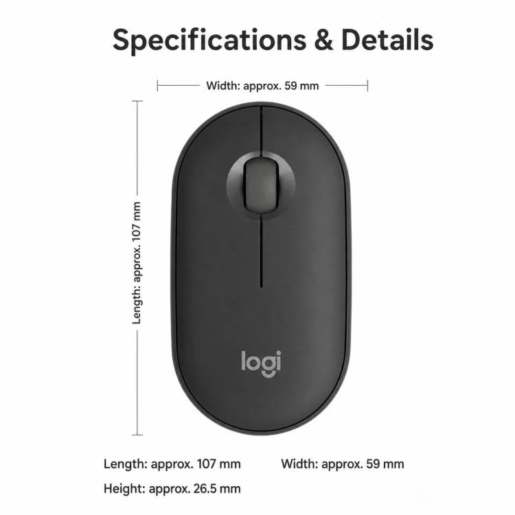 Logitech PEBBLE 2.0 M350S 4000DPI Ultra-Thin Dual-Mode Wireless Bluetooth Mouse(Blue) - Image 3