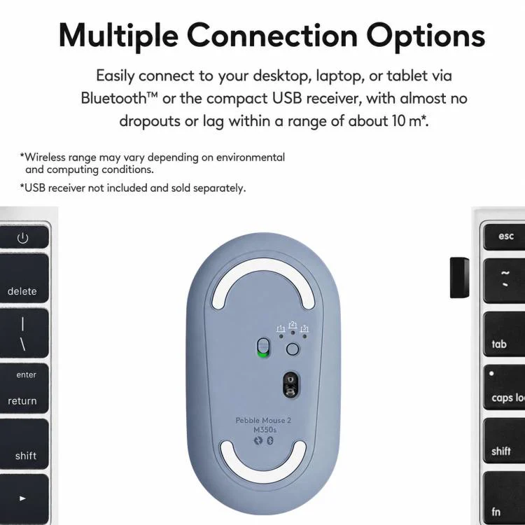 Logitech PEBBLE 2.0 M350S 4000DPI Ultra-Thin Dual-Mode Wireless Bluetooth Mouse(White) - Image 5