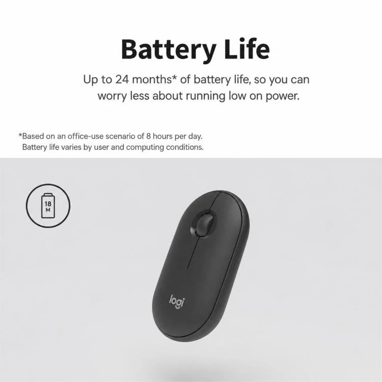 Logitech PEBBLE 2.0 M350S 4000DPI Ultra-Thin Dual-Mode Wireless Bluetooth Mouse(White) - Image 6