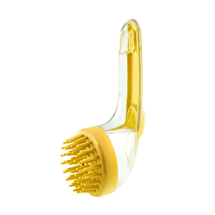 Long Handle Pet Bathing Brush Silicone Dogs Cats Cleaning Massage Brush Grooming Comb, Style: Coarse Teeth Yellow