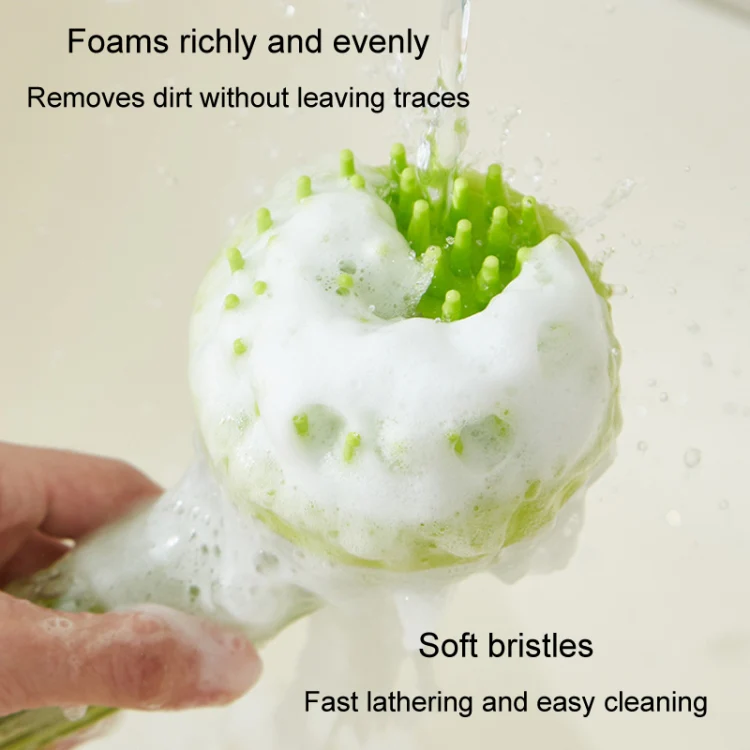 Long Handle Pet Bathing Brush Silicone Dogs Cats Cleaning Massage Brush Grooming Comb, Style: Coarse Teeth Yellow - Image 6