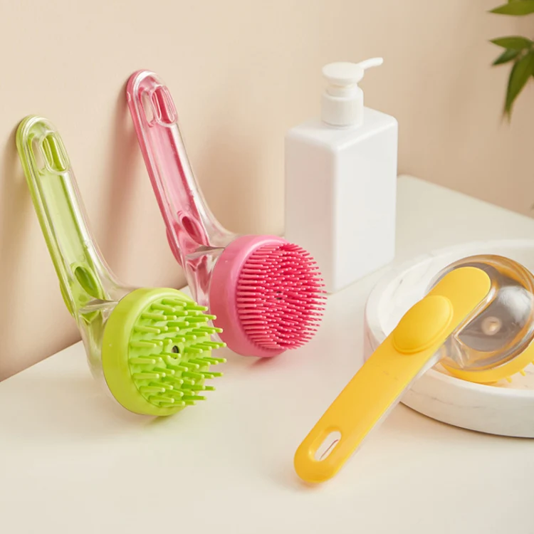 Long Handle Pet Bathing Brush Silicone Dogs Cats Cleaning Massage Brush Grooming Comb, Style: Fine Teeth Blue - Image 4
