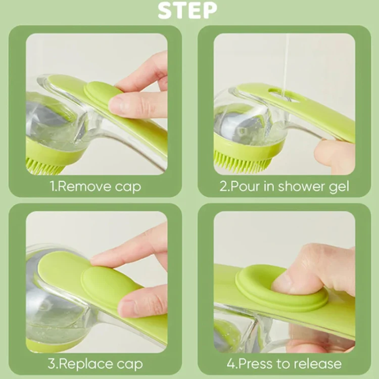 Long Handle Pet Bathing Brush Silicone Dogs Cats Cleaning Massage Brush Grooming Comb, Style: Fine Teeth Green - Image 12