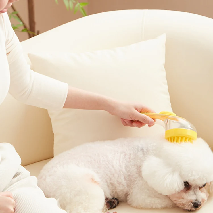 Long Handle Pet Bathing Brush Silicone Dogs Cats Cleaning Massage Brush Grooming Comb, Style: Fine Teeth Yellow - Image 10
