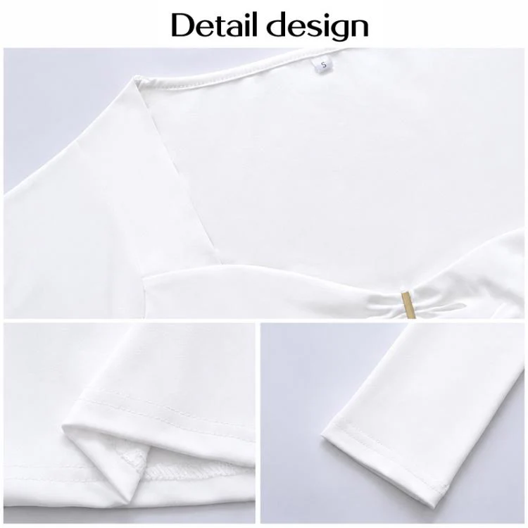 Long Sleeve Sexy Y2K Form-Fitting Slim Knitted T-shirt Top, Size:M(White) - Image 4