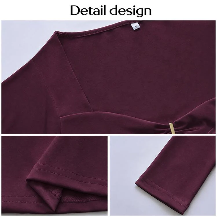 Long Sleeve Sexy Y2K Form-Fitting Slim Knitted T-shirt Top, Size:S(Purple Red) - Image 4
