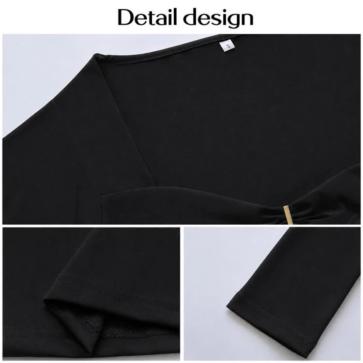 Long Sleeve Sexy Y2K Form-Fitting Slim Knitted T-shirt Top, Size:XXS(Black) - Image 4