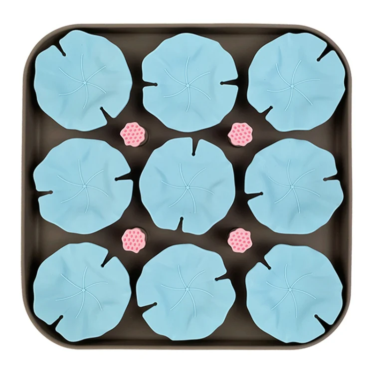 Lotus Leaf Silicone Pet Licking Pad Cats And Dogs Anti Choking Slow Eating Mat(Light Blue)