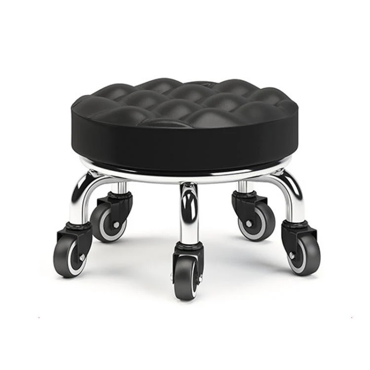 Low Rolling Stool with Wheels Small Swivel Roller Stool 22cm Bread Bearing Wheels Black