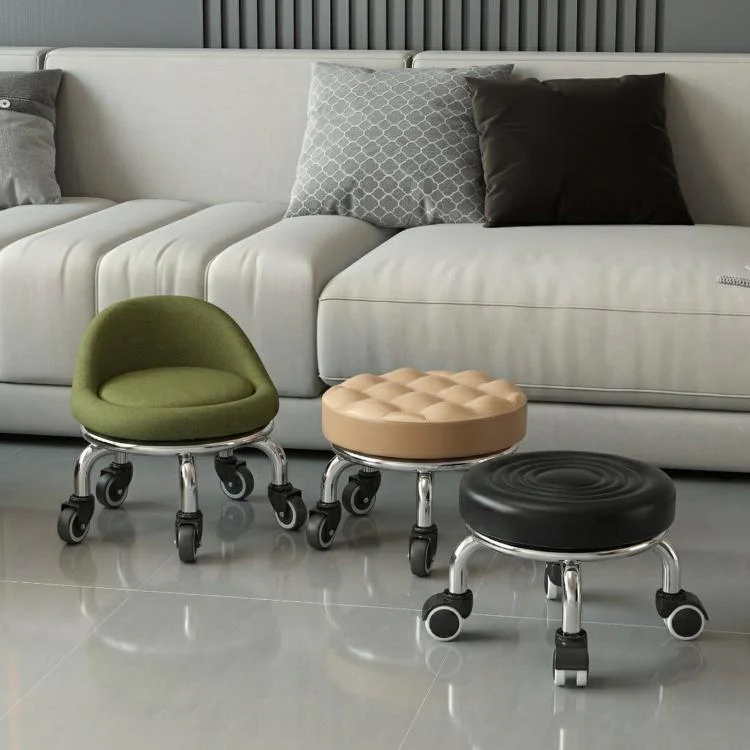 Low Rolling Stool with Wheels Small Swivel Roller Stool 22cm Bread Bearing Wheels Gold - Image 2