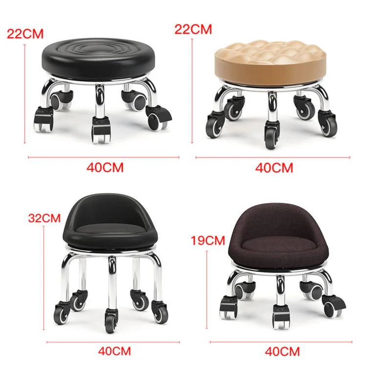 Low Rolling Stool with Wheels Small Swivel Roller Stool 22cm Bread Bearing Wheels Gold - Image 3