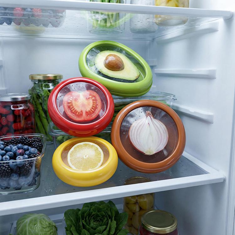 LsCook 4-Piece Set Fruit Storage Container With Silicone Film Seal Mini Fridge Storage Box - Image 5