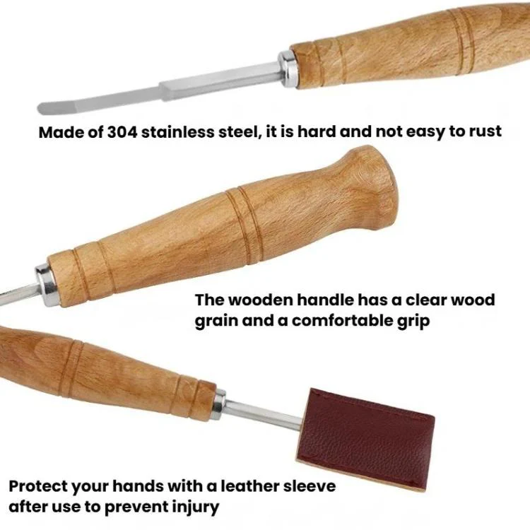 LsCook 7-Piece Set 304 Stainless Steel Bread Trimming Knife Dough Dividing Knife Wooden Handle Curved Bread Knife(Boxed) - Image 3