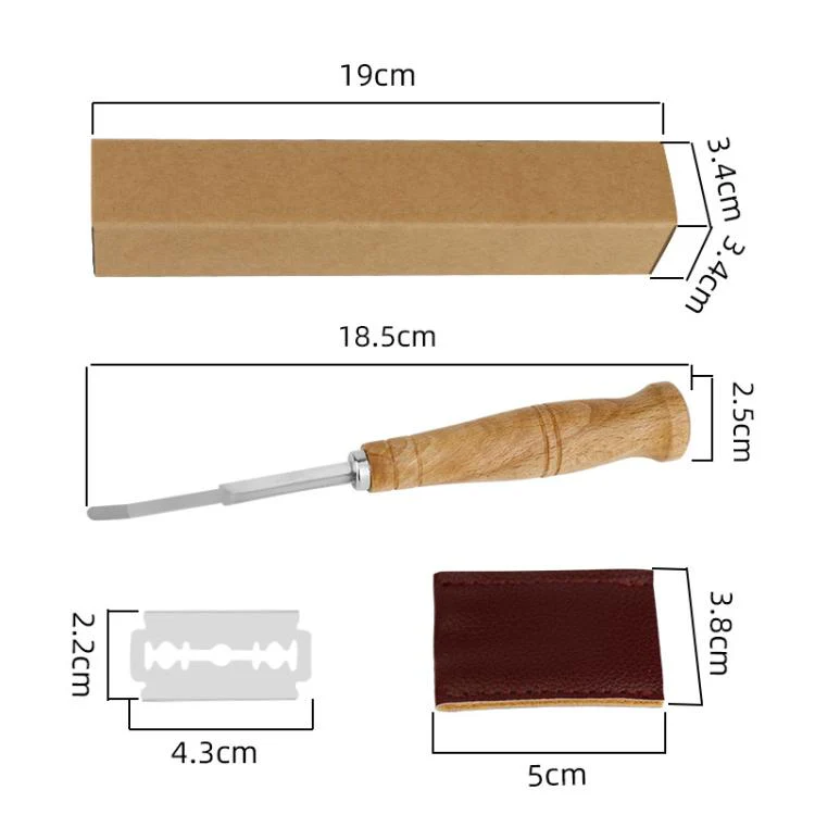 LsCook 7-Piece Set 304 Stainless Steel Bread Trimming Knife Dough Dividing Knife Wooden Handle Curved Bread Knife(Boxed) - Image 5