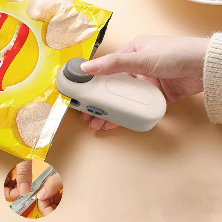 LsCook Mini Portable Snack Bag Sealer Compact Household Hand-Press Heat Sealer(White)