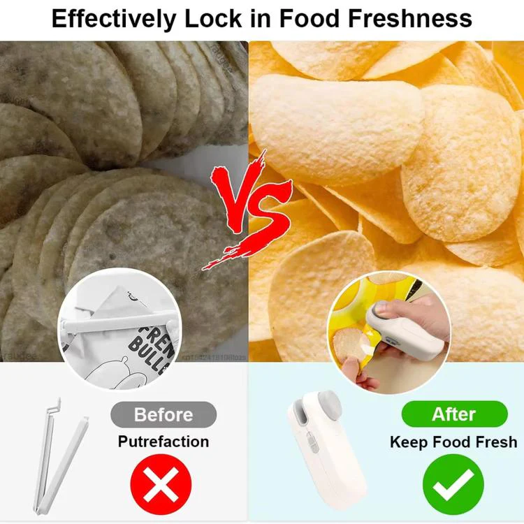 LsCook Mini Portable Snack Bag Sealer Compact Household Hand-Press Heat Sealer(White) - Image 5