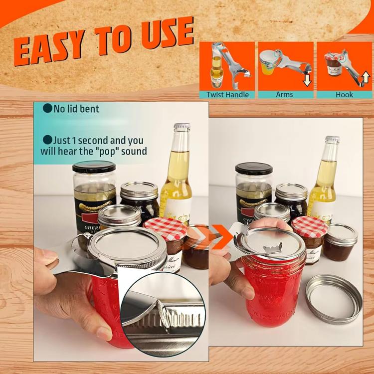 LsCook Multifunctional Mason Jar Lid Opener Stainless Steel Bottle Opener(OPP Bagged) - Image 5