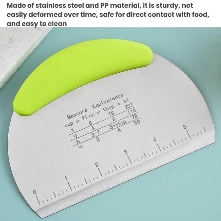 LsCook Stainless Steel Dough Cutter With Graduated Cream Scraper(Green) - Image 3