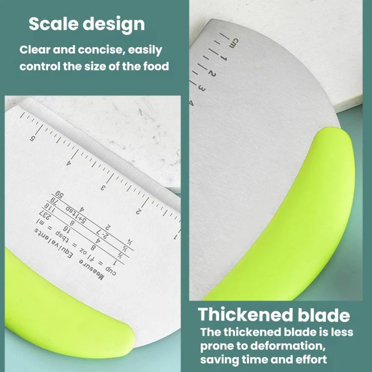 LsCook Stainless Steel Dough Cutter With Graduated Cream Scraper(Green) - Image 4