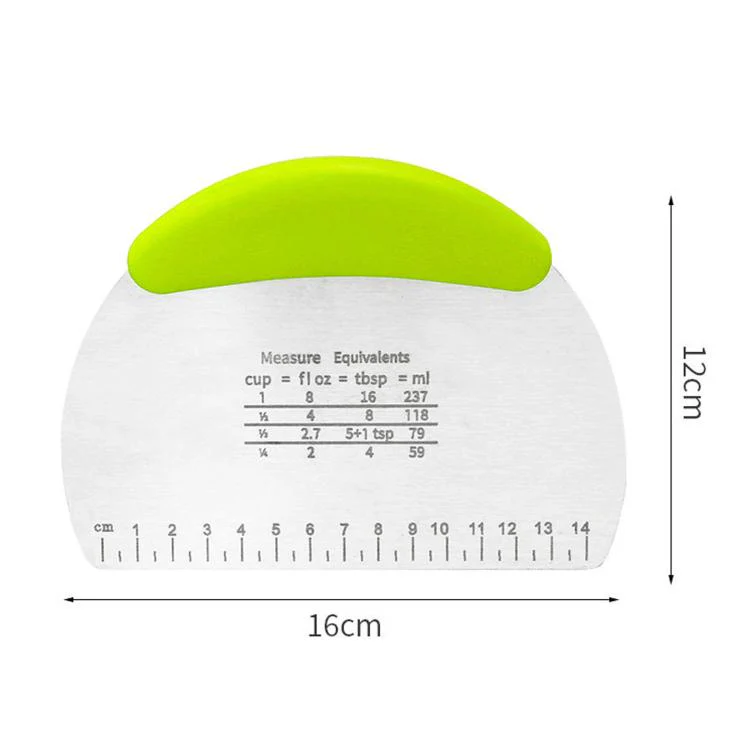 LsCook Stainless Steel Dough Cutter With Graduated Cream Scraper(Green) - Image 6