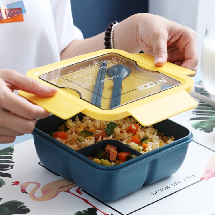 Lunch Box Simple Sealed Leak-proof Compartment Lunch Box, Color:Color Random Delivery