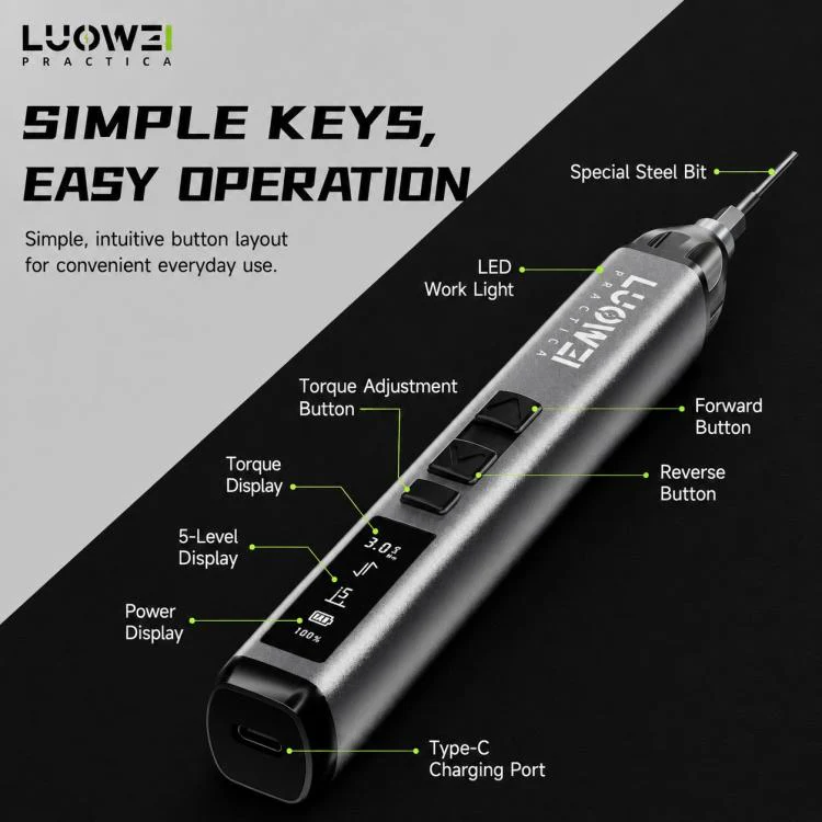 LUOWEI Adjustable Torque Electric Screwdriver Set, Model:S1 Pro - Image 5