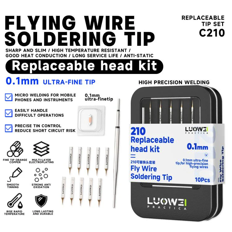 LUOWEI LW-C210F Series 10 in 1 Flying Wire Soldering Iron Tip Set, Model:Slant Blade - Image 3