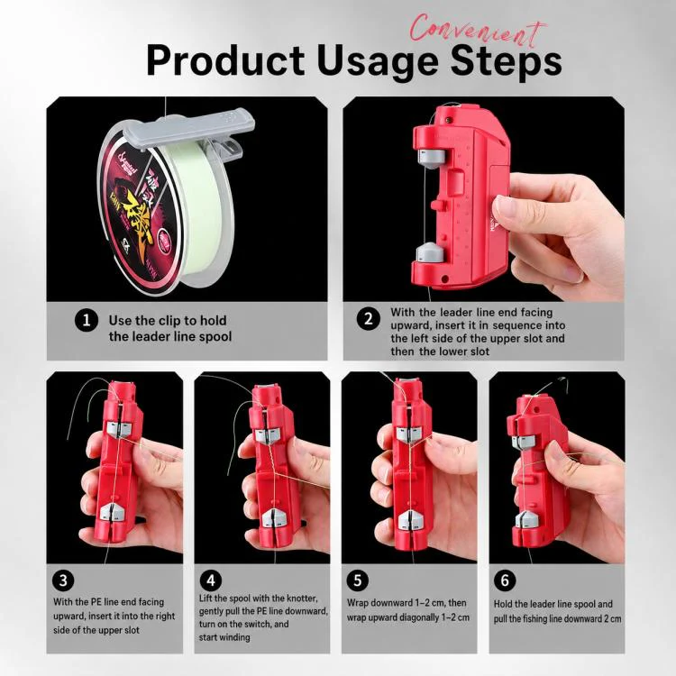 Lure Electric GT Knotter Fishing Line Knotting Tool Portable Leader Line Tying Machine, Style:Dry Battery(Grey) - Image 9