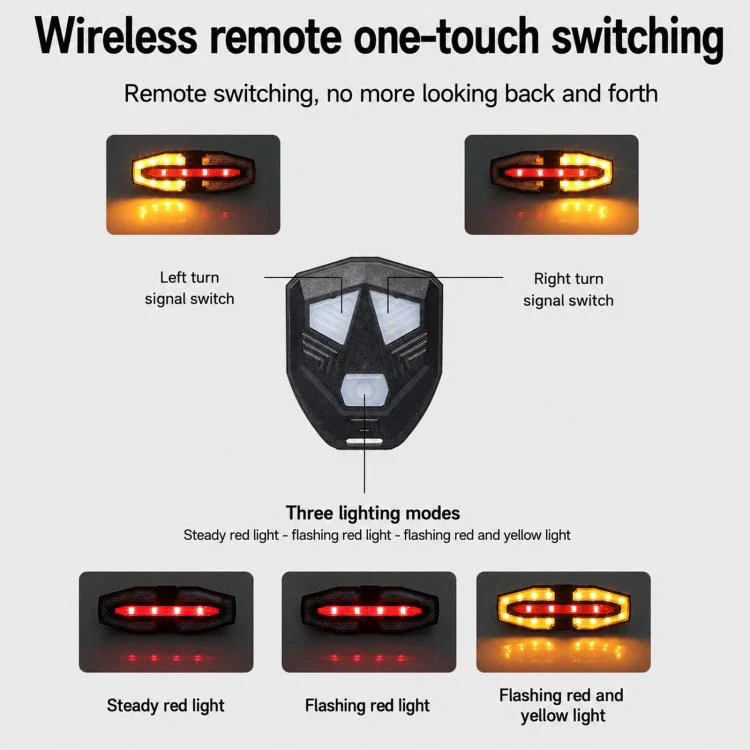 LY-5510 Bicycle Remote Control Warning Tail Light Left & Right Turning Signal Light For Night Riding(Black) - Image 5