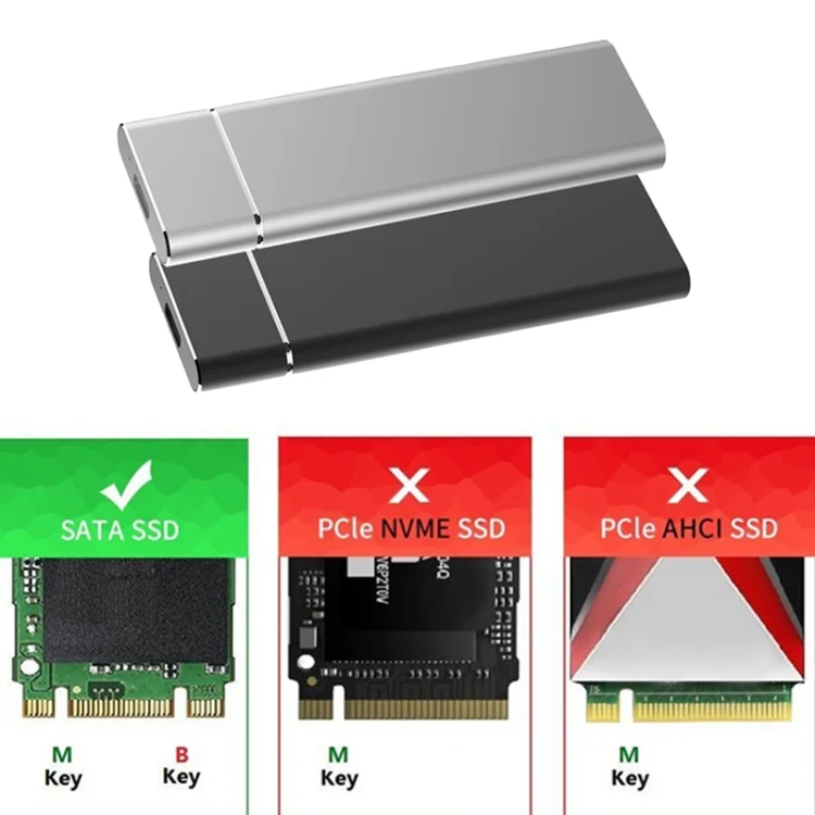 M.2 NGFF to USB-C / Type-C USB 3.1 Interface Aluminum Alloy SSD Enclosure (Silver) - Image 6