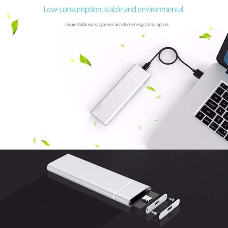 M.2 NGFF to USB-C / Type-C USB 3.1 Interface Aluminum Alloy SSD Enclosure (Silver) - Image 8