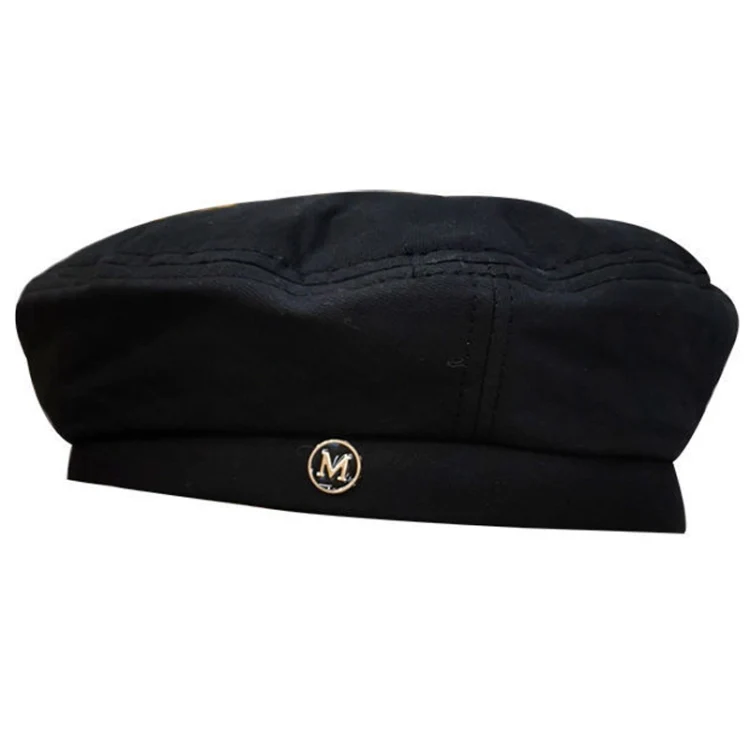 M Label Ladies Beret Octagonal Hat, Size: M (56-58cm)(Black) - Image 2