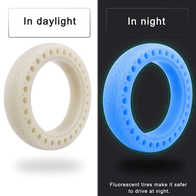 M0137 For Xiaomi Mijia M365 Electric Scooter Accessories 8.5 inch Shock-absorbing Pattern Honeycomb Solid Tire Fluorescent Tire(Fluorescent Blue) - Image 3