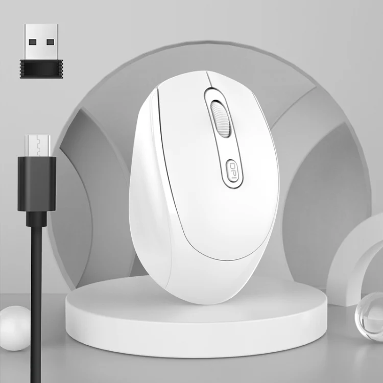 M107 4-buttons 1600 DPI 2.4GHz Wireless Rechargeable Mouse (White)