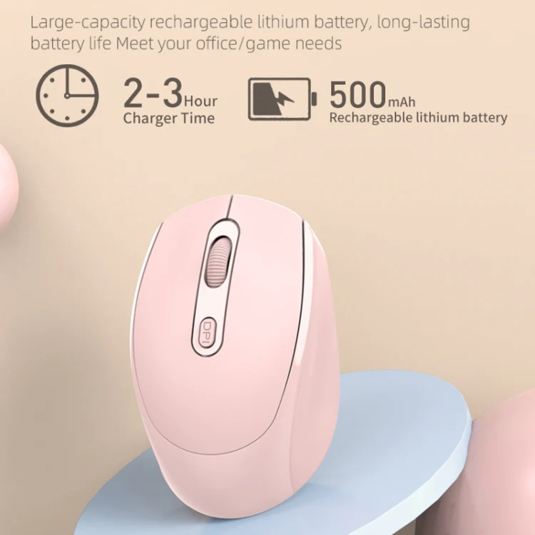 M107 4-buttons 1600 DPI Dual Mode 2.4GHz + Bluetooth 5.1 Wireless Rechargeable Mouse (White) - Image 6