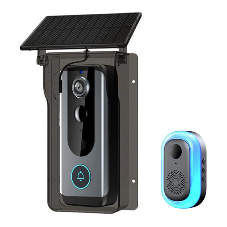 M20 HD Night Vision Wireless Two-Way Intercom Video Doorbell with Solar Power Rainproof Cover(Black)